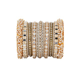 Bridal Stone Bangle Set with Gajra and mirror kada by Leshya