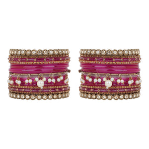 Bridal Jhumki Style Bangle set for two hands by Leshya (Glass)