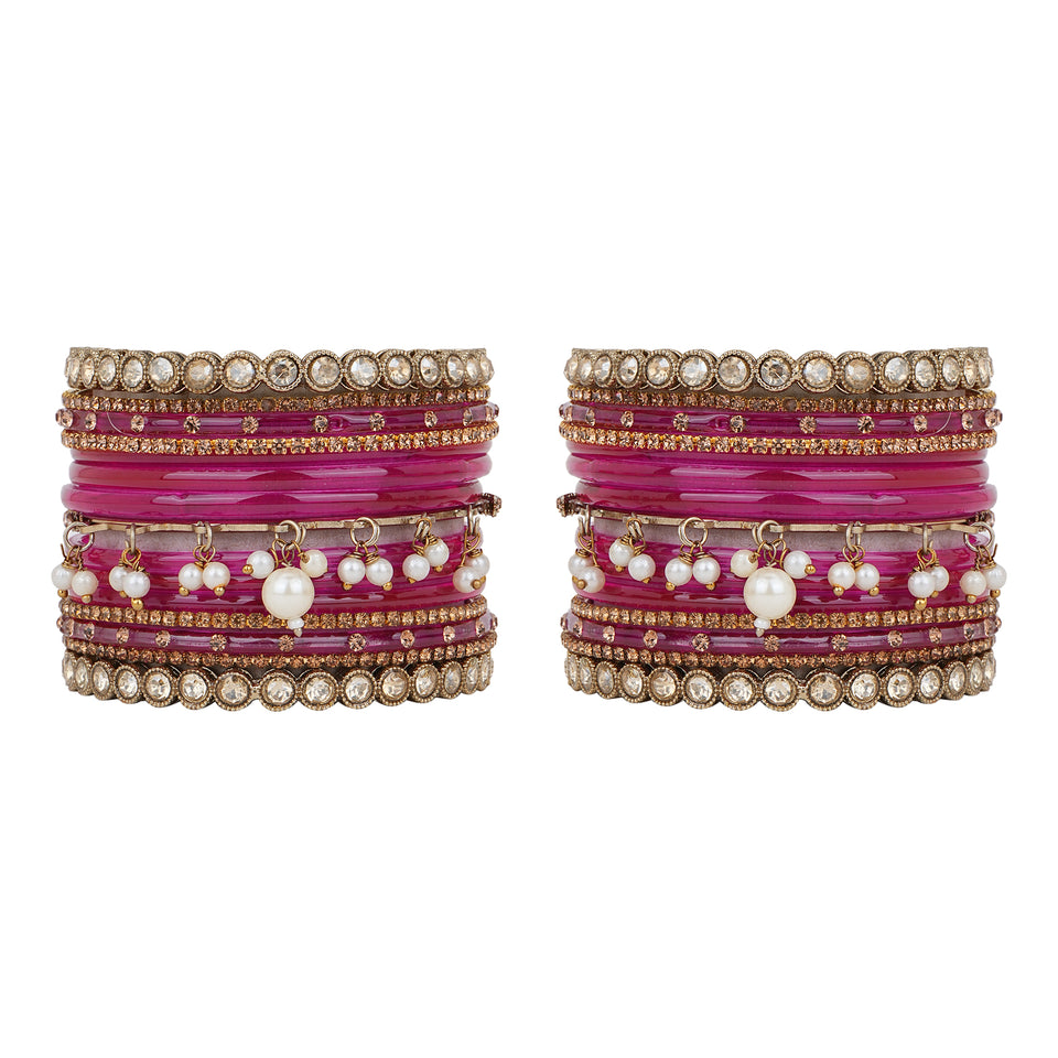 Bridal Jhumki Style Bangle set for two hands by Leshya (Glass)