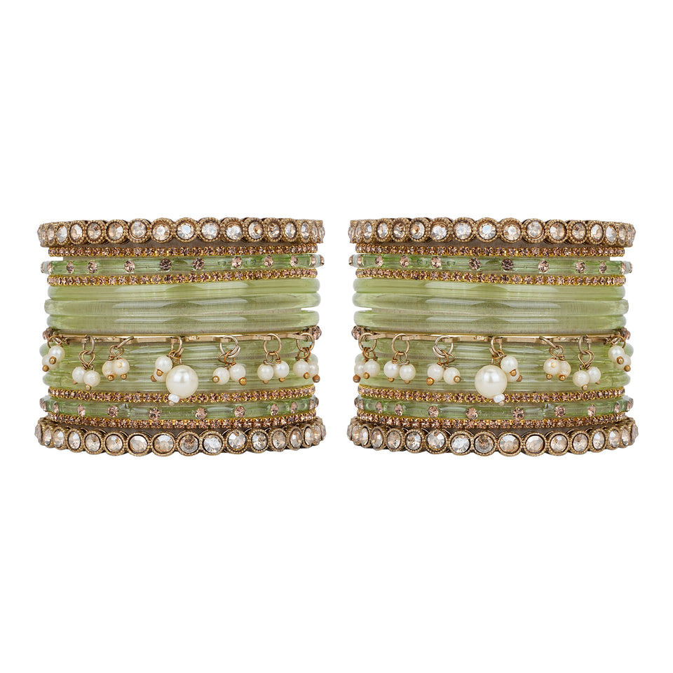 Bridal Jhumki Style Bangle set for two hands by Leshya (Glass)