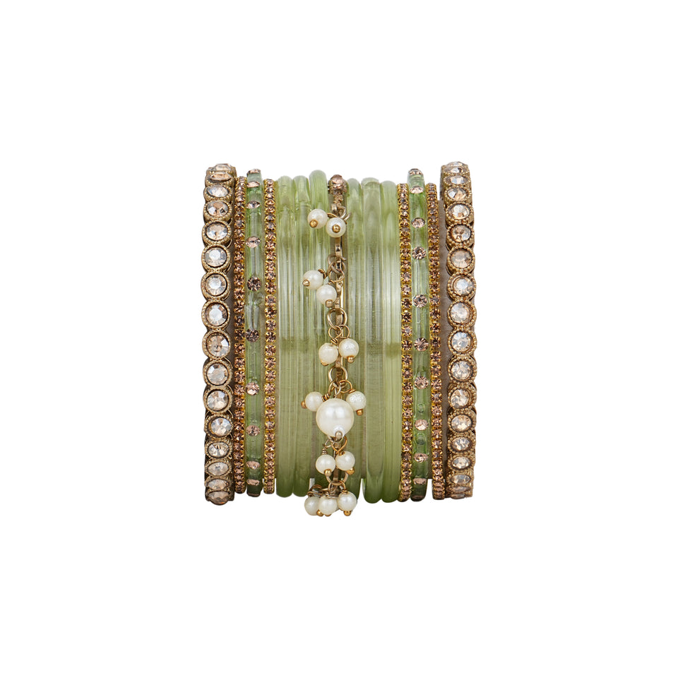 Bridal Jhumki Style Bangle set for two hands by Leshya (Glass)