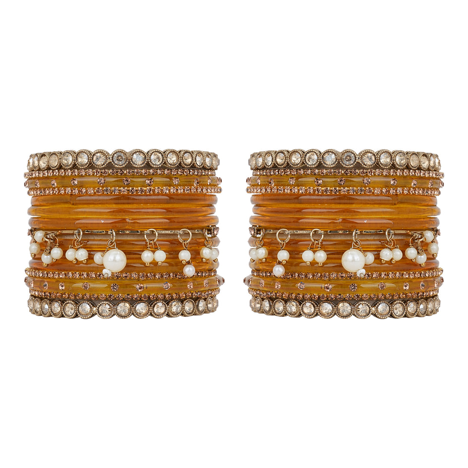 Bridal Jhumki Style Bangle set for two hands by Leshya (Glass)