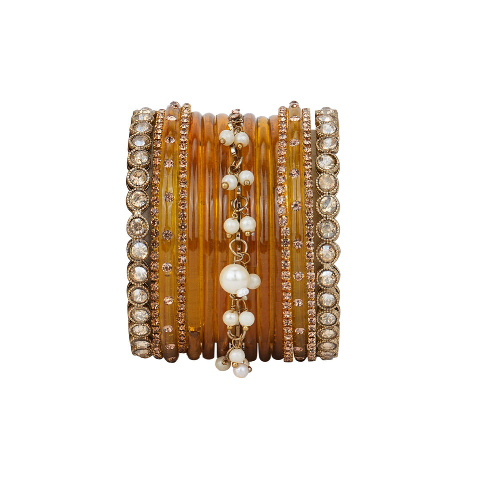 Bridal Jhumki Style Bangle set for two hands by Leshya (Glass)