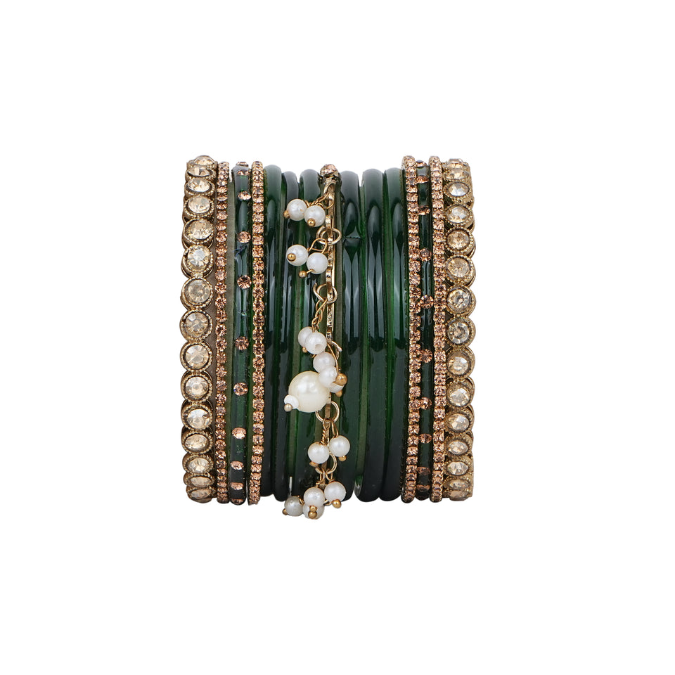 Bridal Jhumki Style Bangle set for two hands by Leshya (Glass)