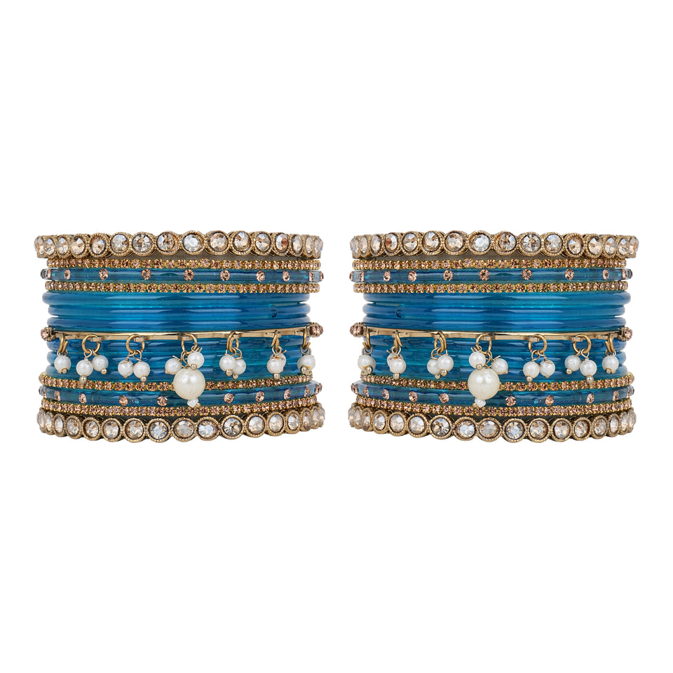 Bridal Jhumki Style Bangle set for two hands by Leshya (Glass)
