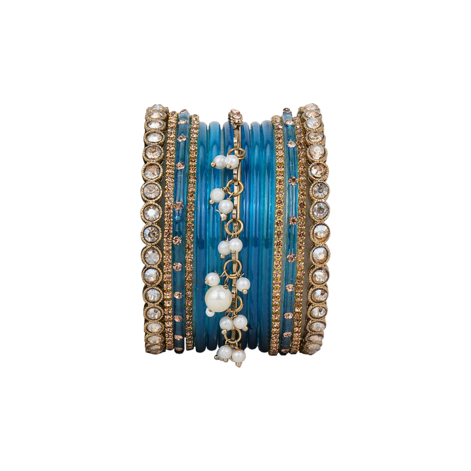 Bridal Jhumki Style Bangle set for two hands by Leshya (Glass)