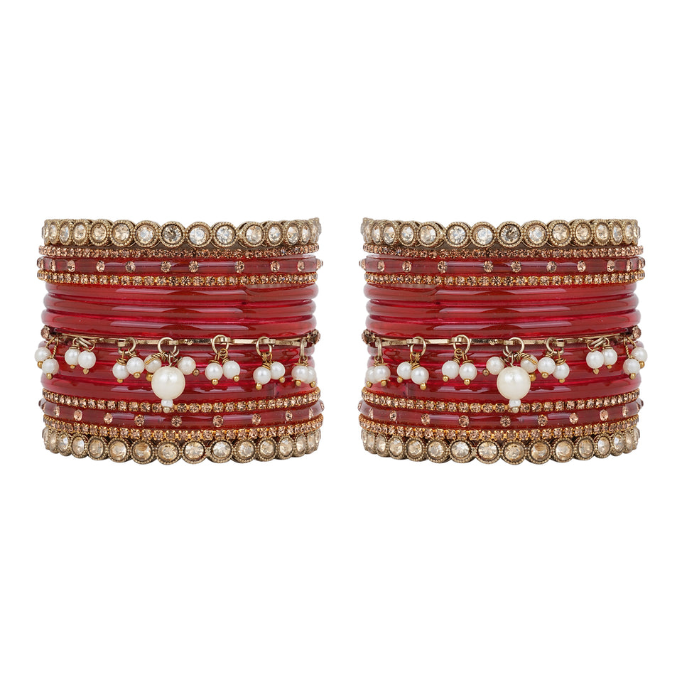 Bridal Jhumki Style Bangle set for two hands by Leshya (Glass)