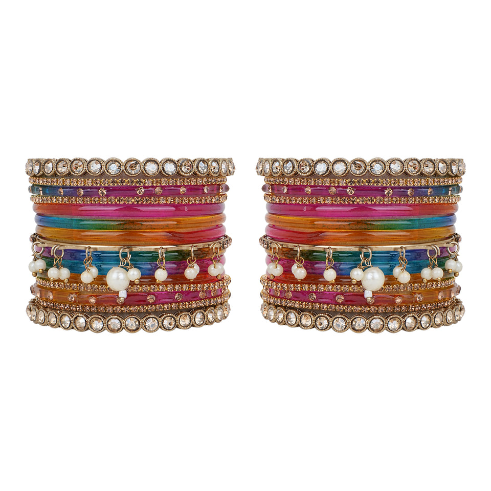 Bridal Jhumki Style Bangle set for two hands by Leshya (Glass)