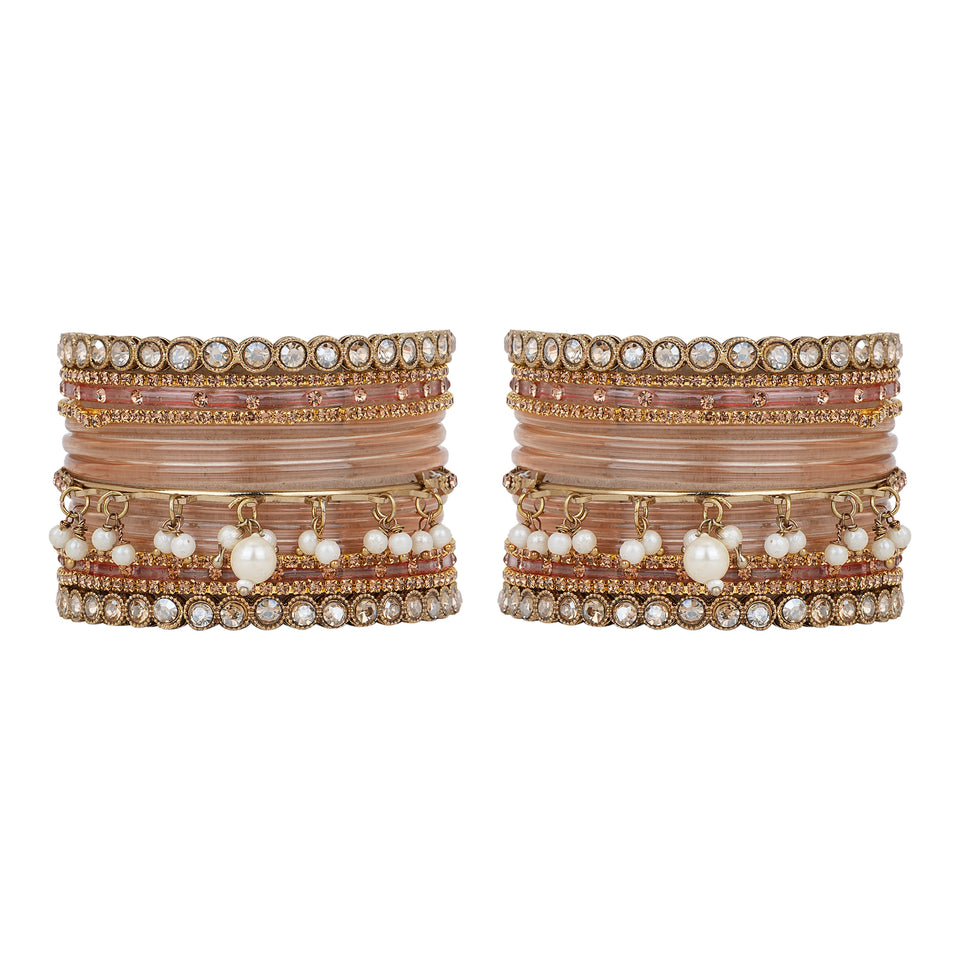 Bridal Jhumki Style Bangle set for two hands by Leshya (Glass)