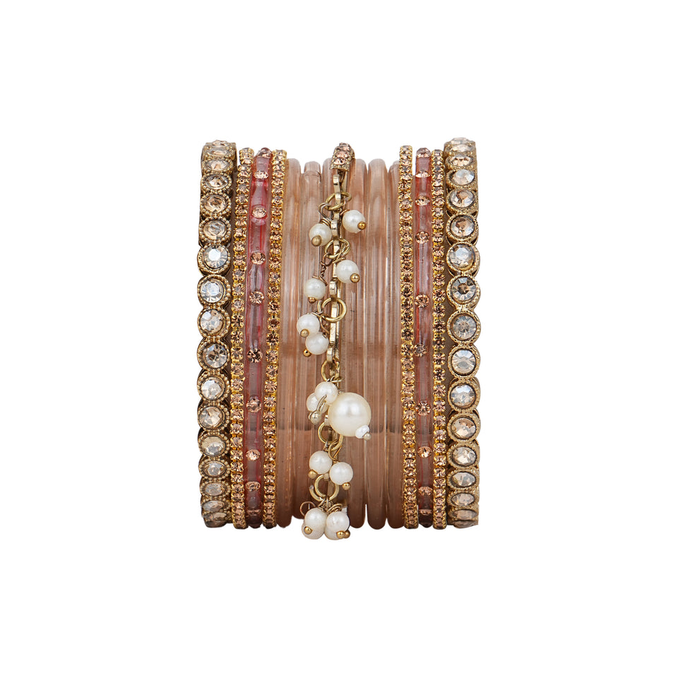 Bridal Jhumki Style Bangle set for two hands by Leshya (Glass)
