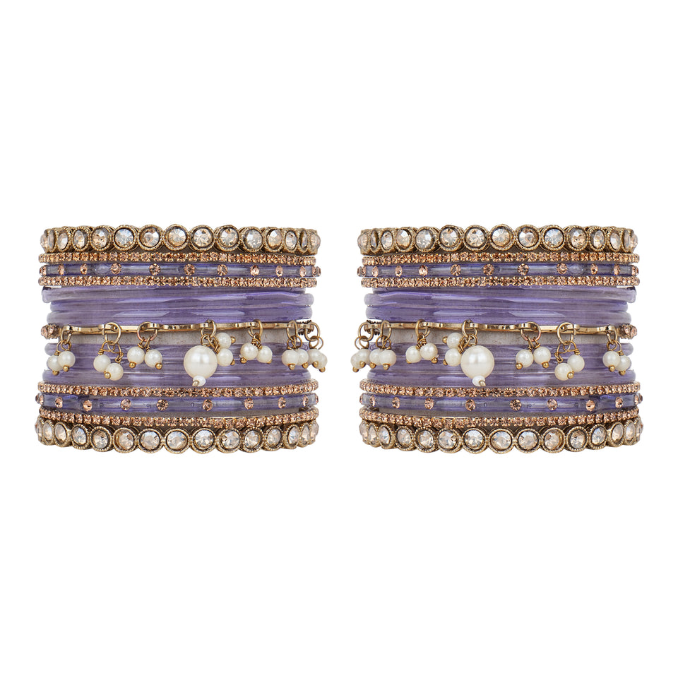 Bridal Jhumki Style Bangle set for two hands by Leshya (Glass)