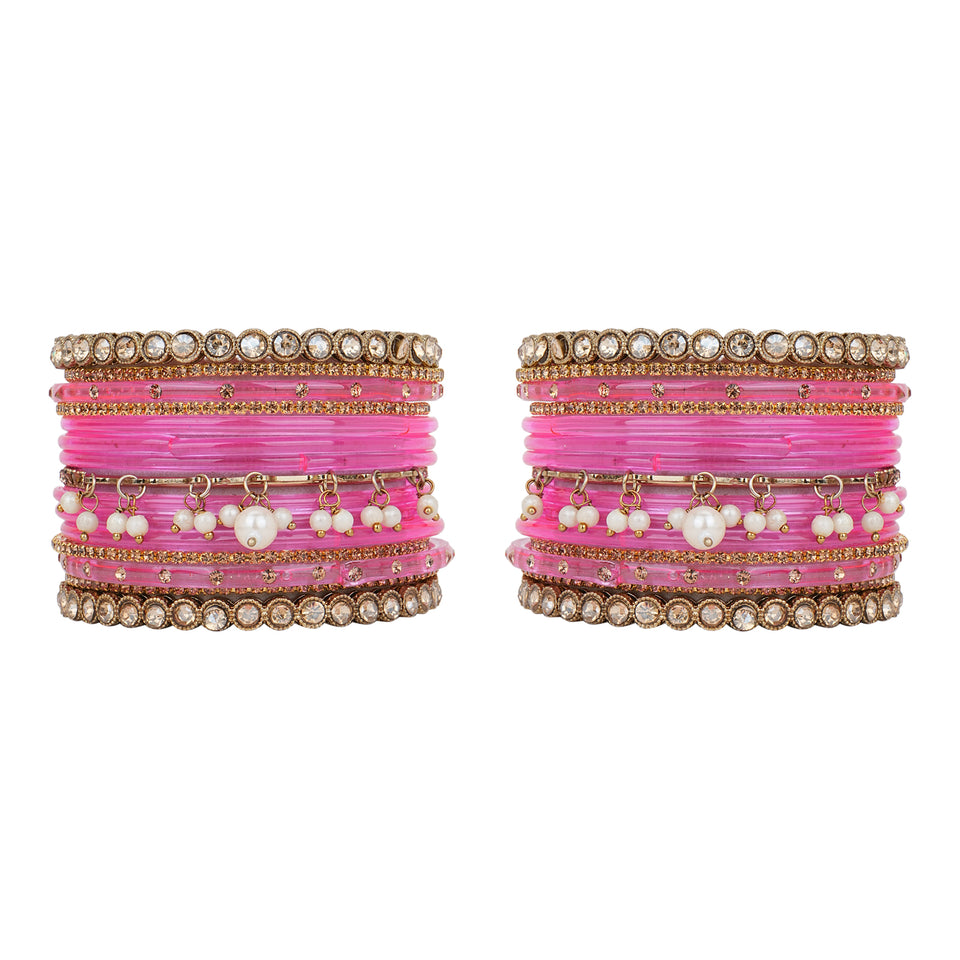 Bridal Jhumki Style Bangle set for two hands by Leshya (Glass)