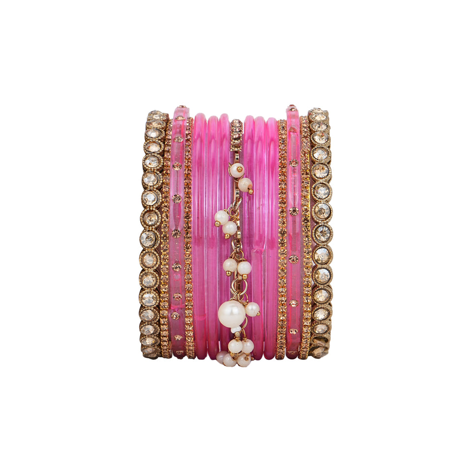 Bridal Jhumki Style Bangle set for two hands by Leshya (Glass)