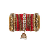 Colourful Jhumki Bangle set with Kundan Border Kada by Leshya