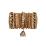 Colourful Jhumki Bangle set with Kundan Border Kada by Leshya