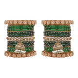 Bridal Jhumki Style Bangle set for two hands by Leshya (Glass)
