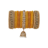 Colourful Jhumki Bangle set with Kundan Border Kada by Leshya