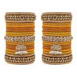 Colourful Jhumki Bangle set with Kundan Border Kada by Leshya
