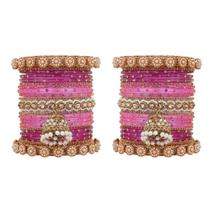 Bridal Jhumki Style Bangle set for two hands by Leshya (Glass)