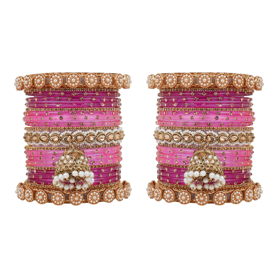 Bridal Jhumki Style Bangle set for two hands by Leshya (Glass)