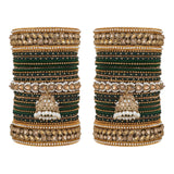 Colourful Jhumki Bangle set with Kundan Border Kada by Leshya