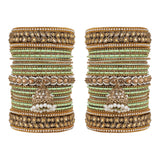 Colourful Jhumki Bangle set with Kundan Border Kada by Leshya