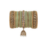 Colourful Jhumki Bangle set with Kundan Border Kada by Leshya