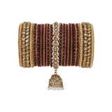 Colourful Jhumki Bangle set with Kundan Border Kada by Leshya