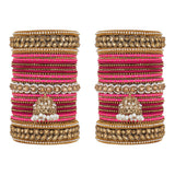 Colourful Jhumki Bangle set with Kundan Border Kada by Leshya
