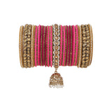 Colourful Jhumki Bangle set with Kundan Border Kada by Leshya