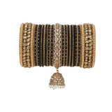 Colourful Jhumki Bangle set with Kundan Border Kada by Leshya
