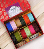 Gifting Box Set of 12 matte colours with Pearl bangles by Leshya