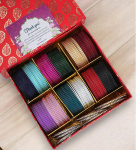 Gifting Box Set of 12 colours with Stone bangles by Leshya (Plus size)