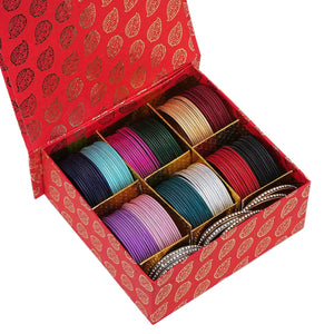 Gifting Box Set of 12 colours with Stone bangles by Leshya (Plus size)