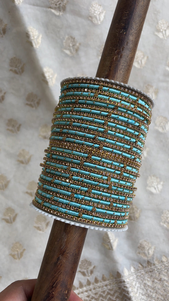 Elegant Colored Thread Bangle Set