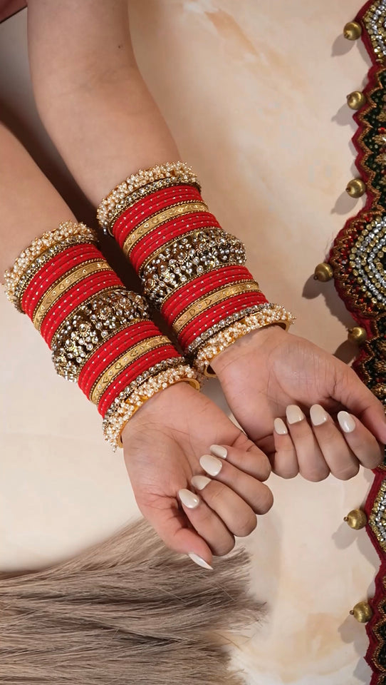 Traditional long bridal set by Leshya for both hands