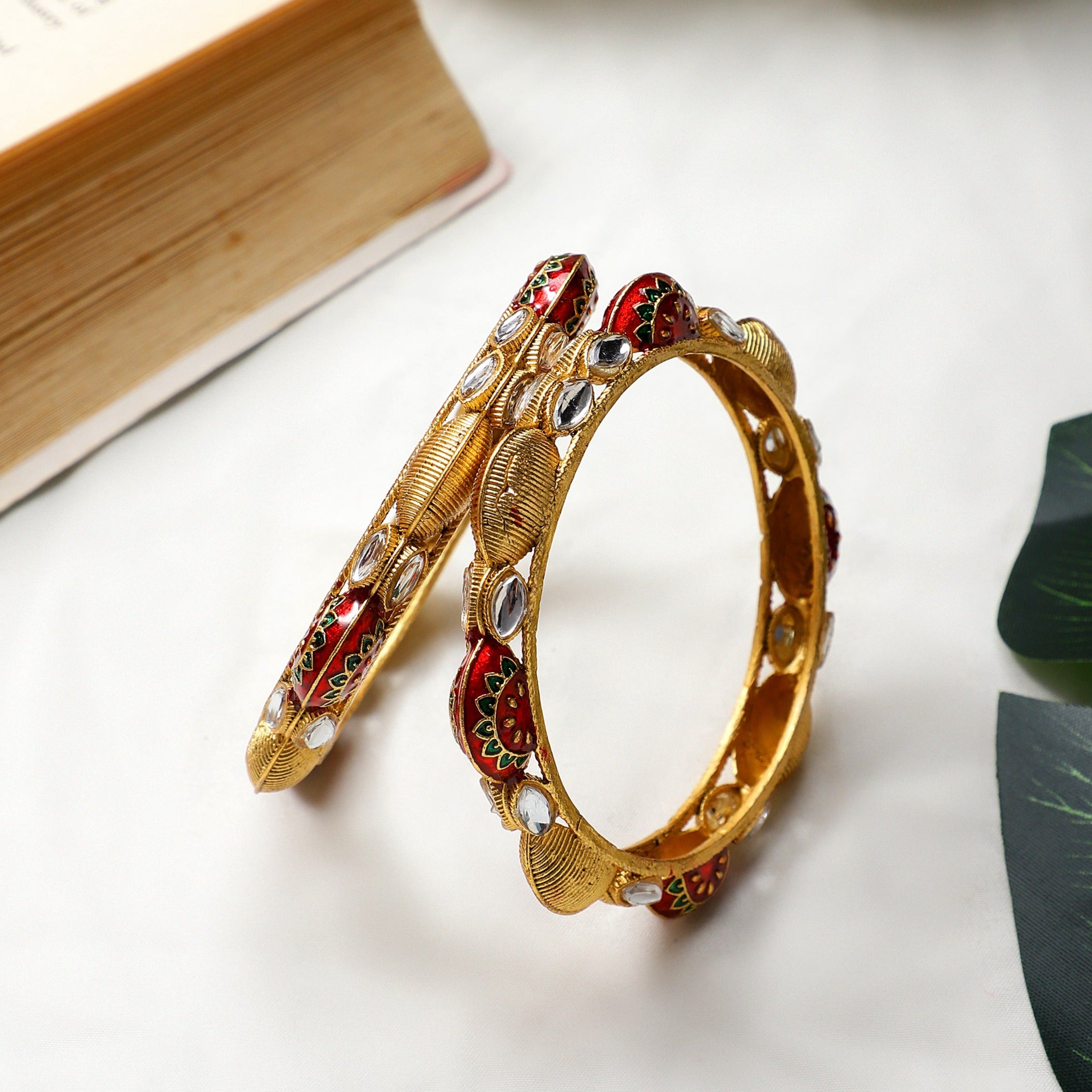 Pacheli Meenakari Kada in Golden by Leshya 2.6in (Medium)