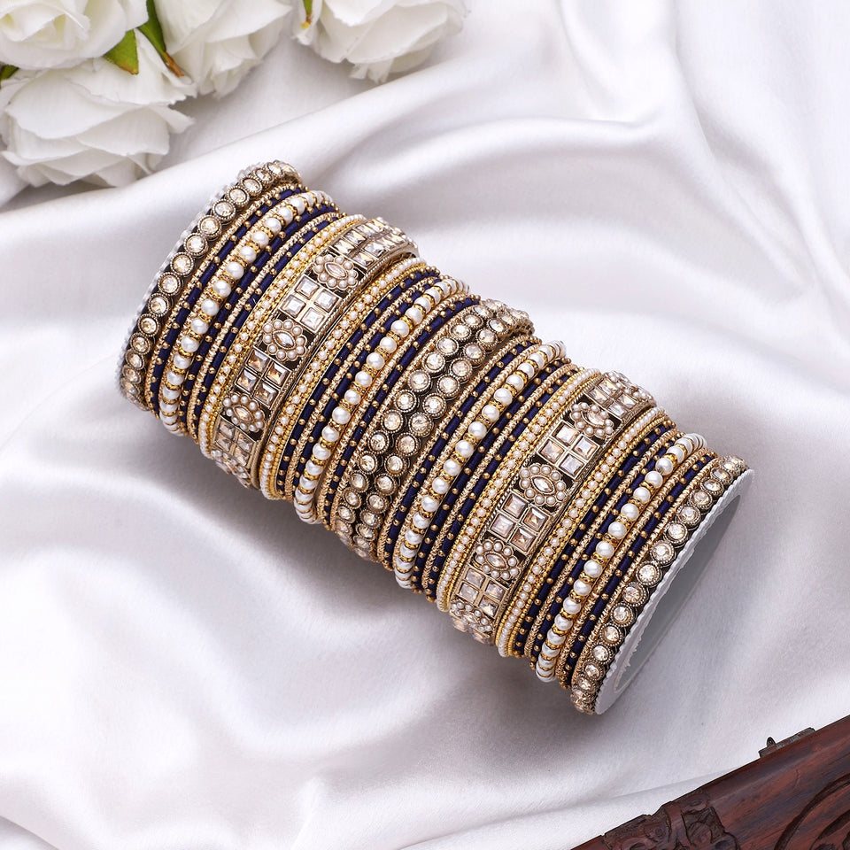 Rich Texture bangle set with Silk thread Bangles by Leshya