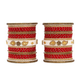 Traditonal Bridal Bangle set with golden dotted design