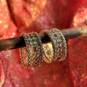 Bridal Kundan Stone Bangle set for two Hands