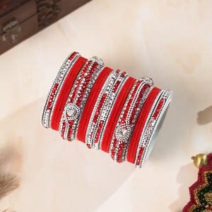 Set of 27 Shinning Metal Lac bangle set by Leshya