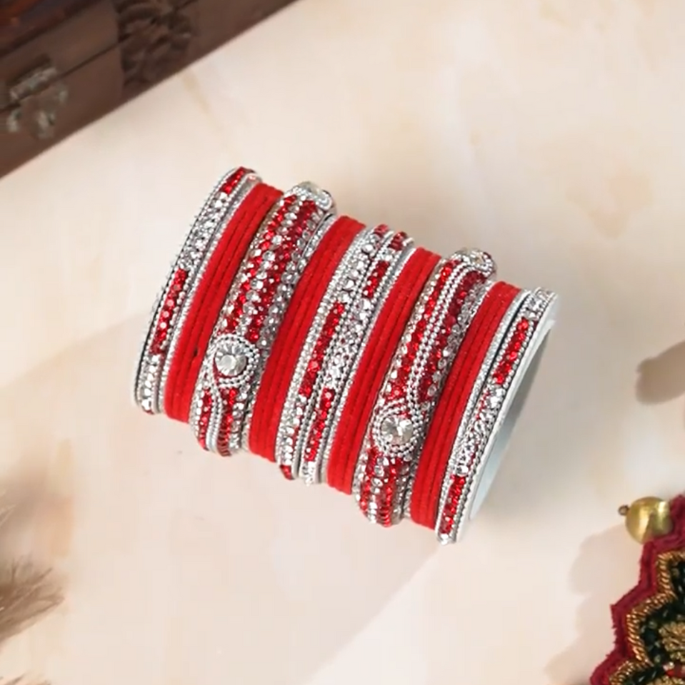 Set of 27 Shinning Metal Lac bangle set by Leshya