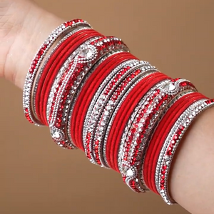Set of 27 Shinning Metal Lac bangle set by Leshya