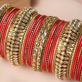 Set of 34 Shining Kundan bangle set by Leshya