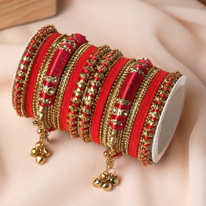 Set of 27 Thread Jhumki bangle set by Leshya