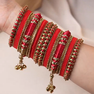 Set of 27 Thread Jhumki bangle set by Leshya