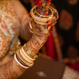One Hand Multi-Colored Velvet Textured Bangle Set