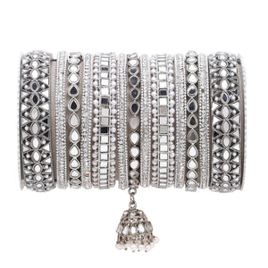 Traditional Mirror Bangle Set with Jhumki by Leshya
