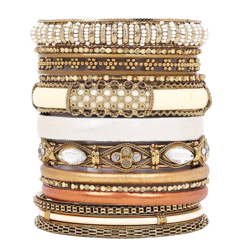 Modern Tribal Bangle Stack by Leshya