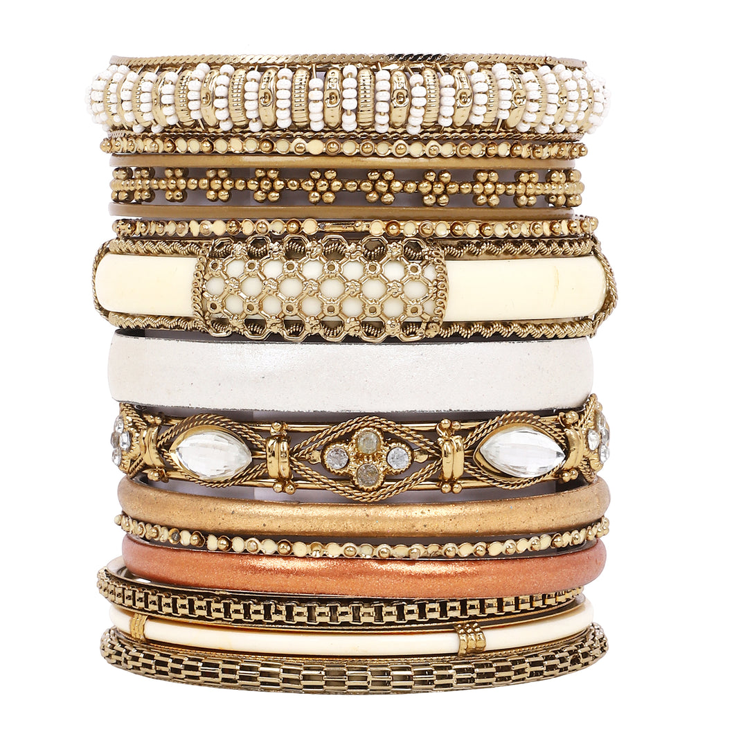 Modern Tribal Bangle Stack by Leshya